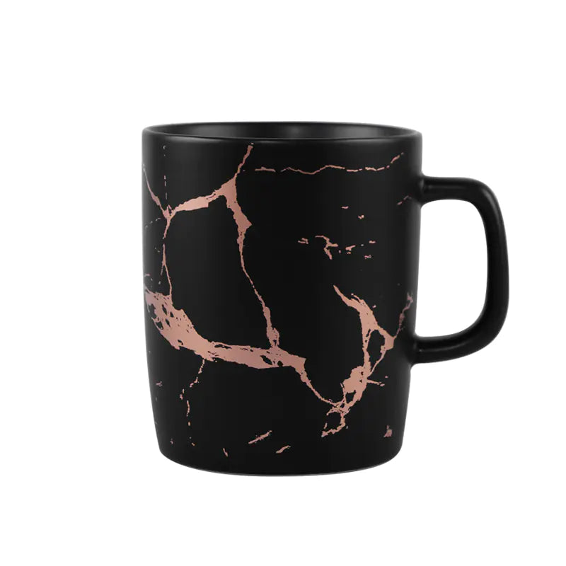Marble Pattern Couple Mug Set with Gold Accents