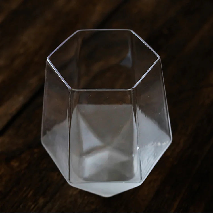 Frosted Geometric Glass Cup - Diamond Shaped Drinkware