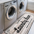 EYECY Laundry Room Rug Runner 24"X72" Non Slip TPRback Laundry Rugs for Laundry Room Decor Bordered Design Washable Runner Rugs for Kitchen Floor Laundry Room Bathroom Hallway Entryway Area Rugs-White
