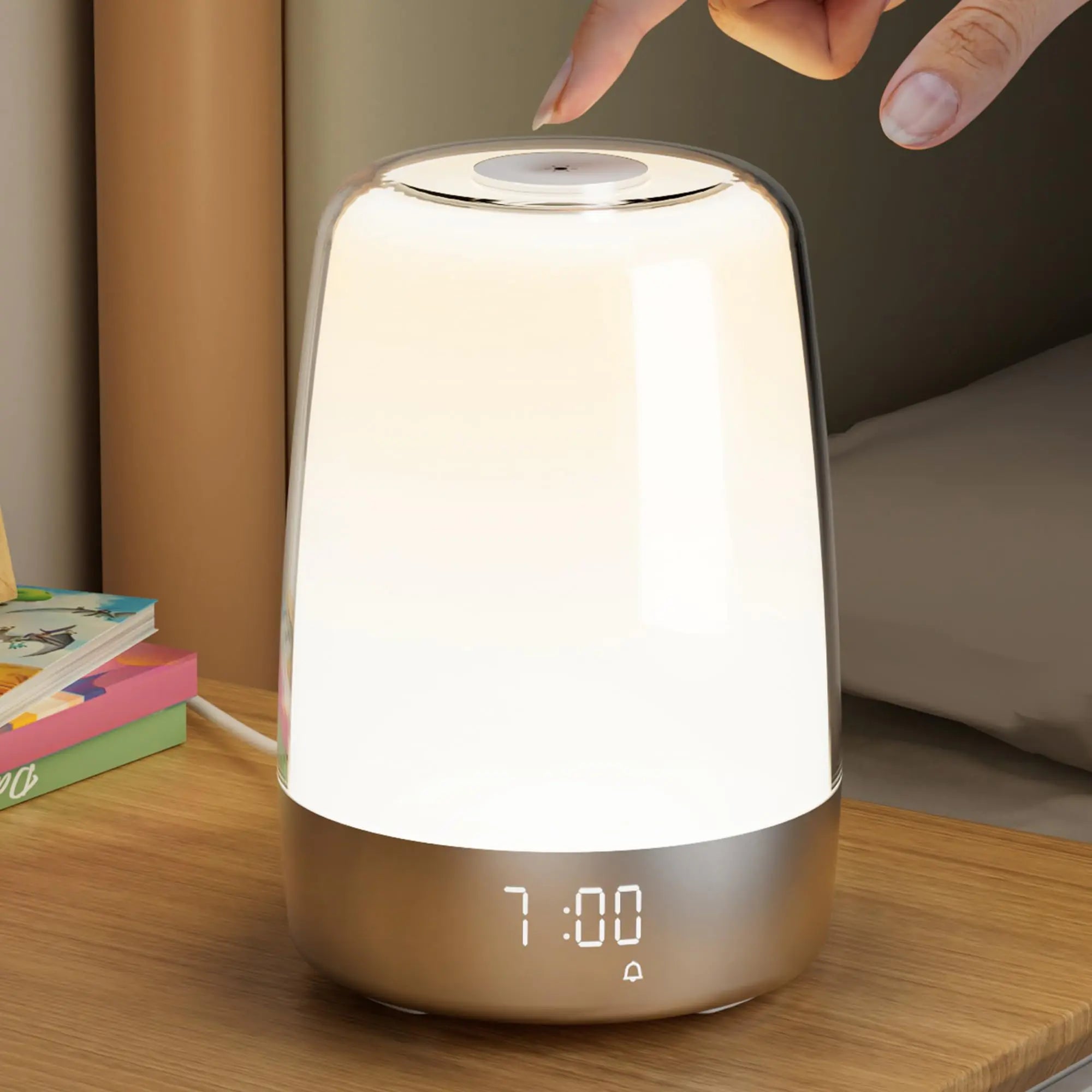 winshine Sunrise Alarm Clock Wake Up Night Light for Kids 10/30/60Mins Auto-Off Timer Dimmable Sunlight Lamp Touch Bedside Lamps for Bedroom 6 RGB Colors 5 Natural Sounds Ideal for Gift