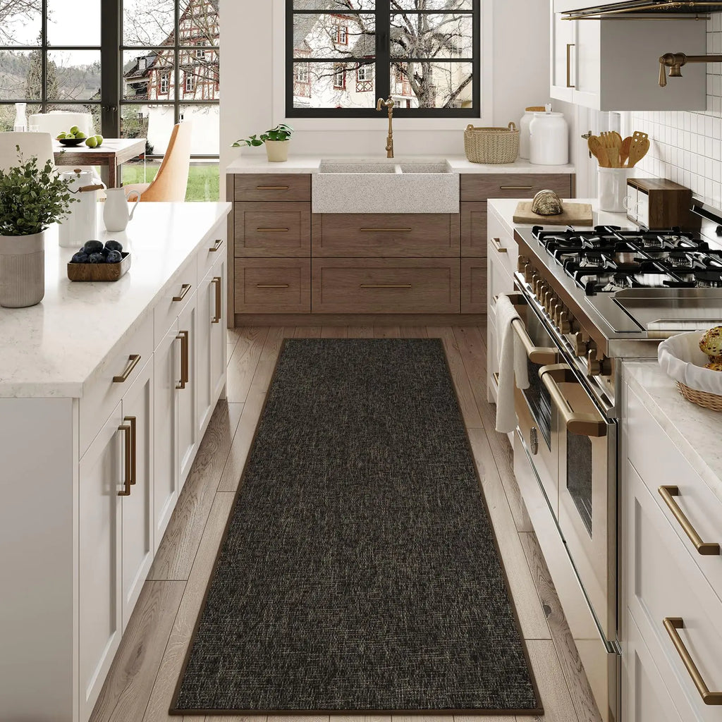 LEEVAN Kitchen Runner Rugs Non Slip Washable Kitchen Mat Anti Fatigue Rugs for Kitchen Floor Cushioned Kitchen Sink Rugs and Runners for Hallways(Brown 31x71)