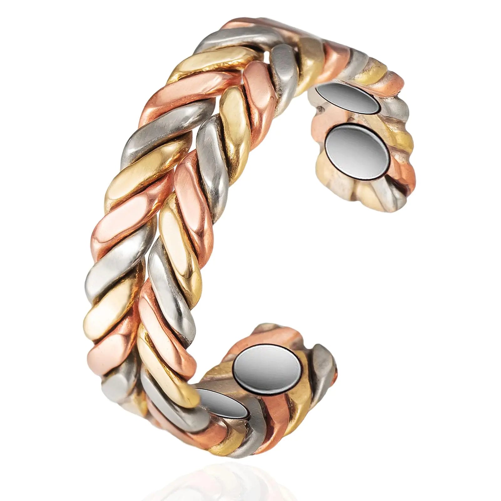 EnerMagiX Copper Rings for Women Pure Copper Tricolour Gold Adjustable Ring Fashion Copper Jewelry（2040）
