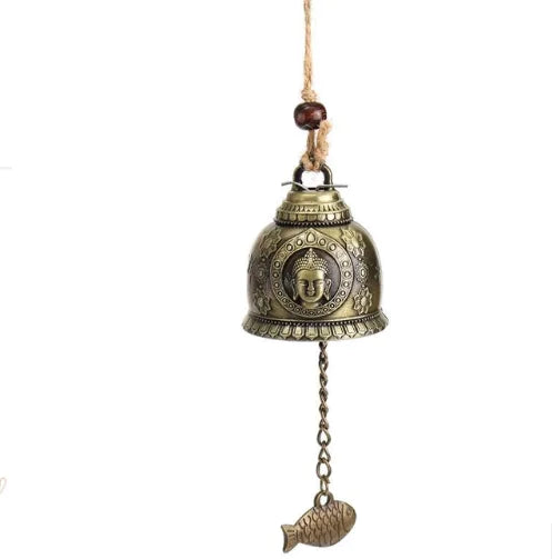 Alloy Feng Shui Wind Bell Ornament with Buddha Charm