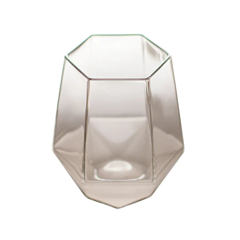 Frosted Geometric Glass Cup - Diamond Shaped Drinkware