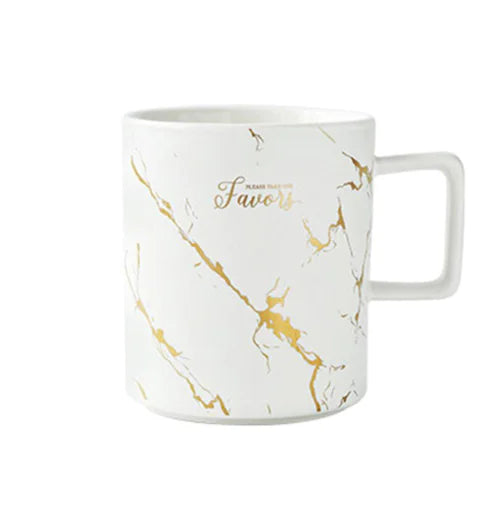 Marble Pattern Couple Mug Set with Gold Accents