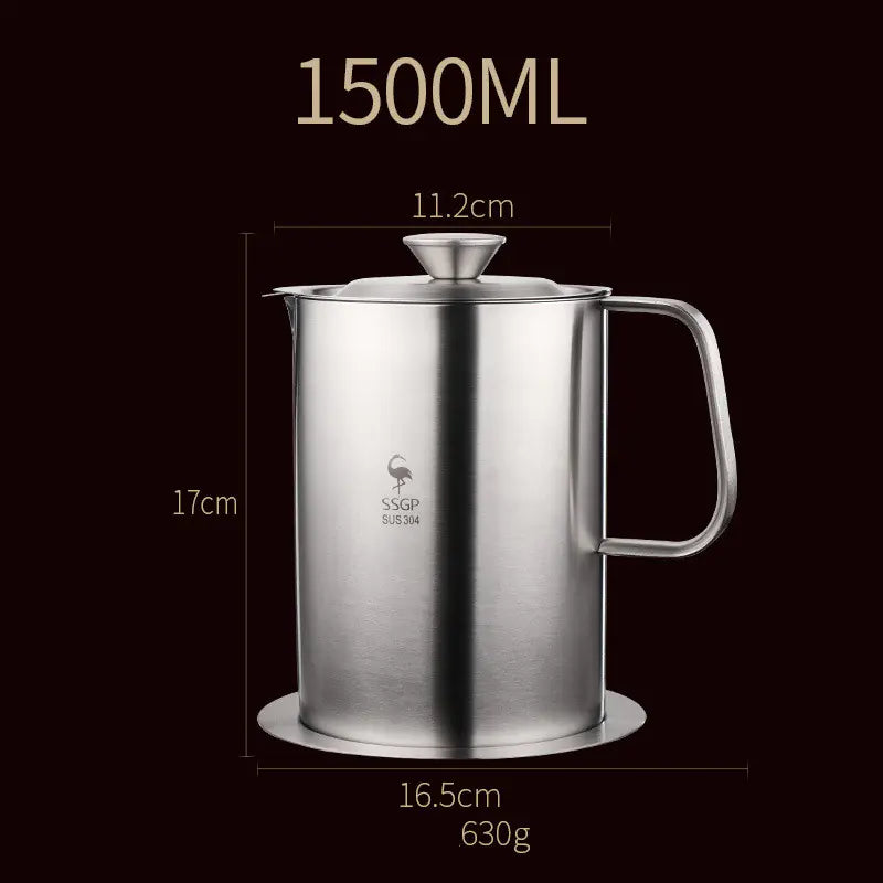 304 Stainless Steel Oil Filter Jug - Large Capacity