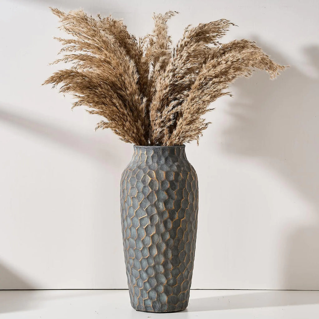 Vaseking 12.5 Inch Ceramic Rustic Antique Vase Farmhouse Unique Style Decorative Vase for Home Decor Large Flower Vase for Living Room Table Wedding Shelf Bronze